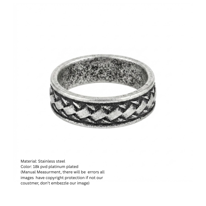 Men's Vintage Braided Band Ring in Antique Silver Finish