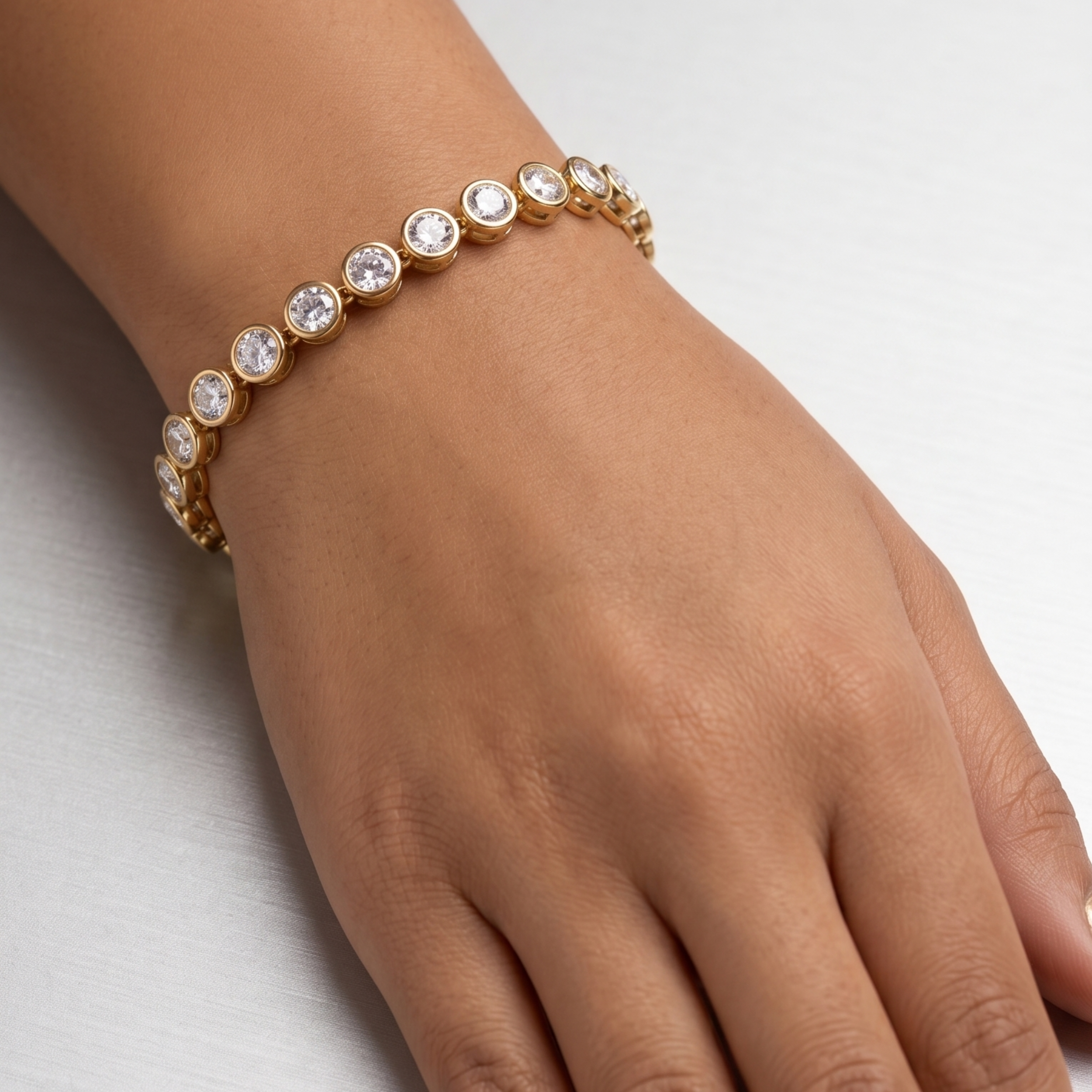 Elegance Unleashed: The Classic Bezel-Set Tennis Bracelet