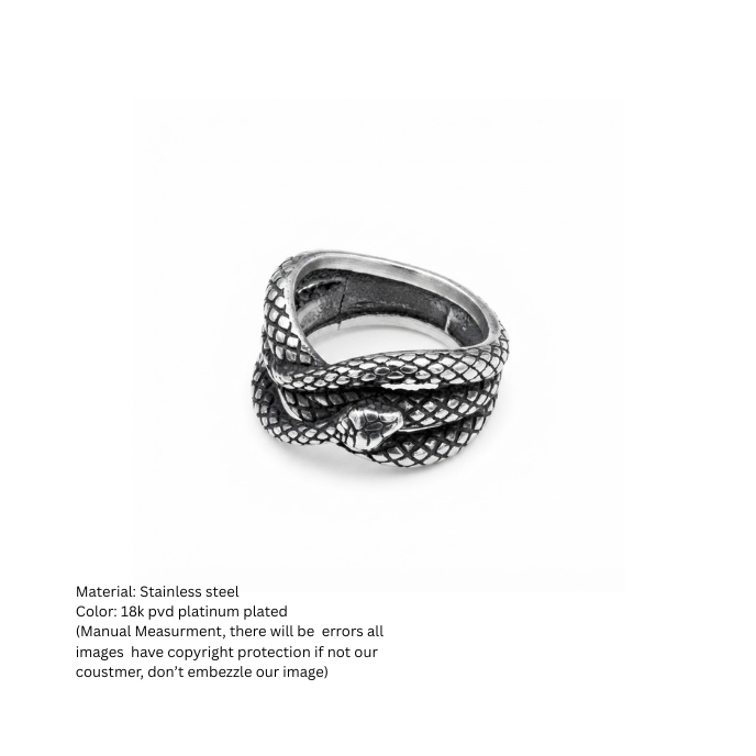 Men's Vintage Coiled Snake Wrap Band Ring in Antique Silver Finish