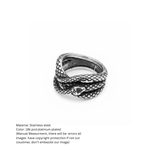 Men's Vintage Coiled Snake Wrap Band Ring in Antique Silver Finish