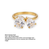 Two-Stone Bypass Cubic Zirconia Ring in Gold Finish