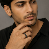 Minimalist Black Brushed Signet Ring
