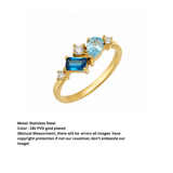 Gold Multi-Stone Blue Topaz and Diamond Cluster Ring