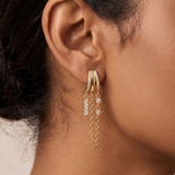 18K Gold-Plated Triple Claw Chain Drop Earrings