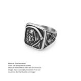 Men's Vintage Grim Reaper Skull Signet Ring in Stainless Steel
