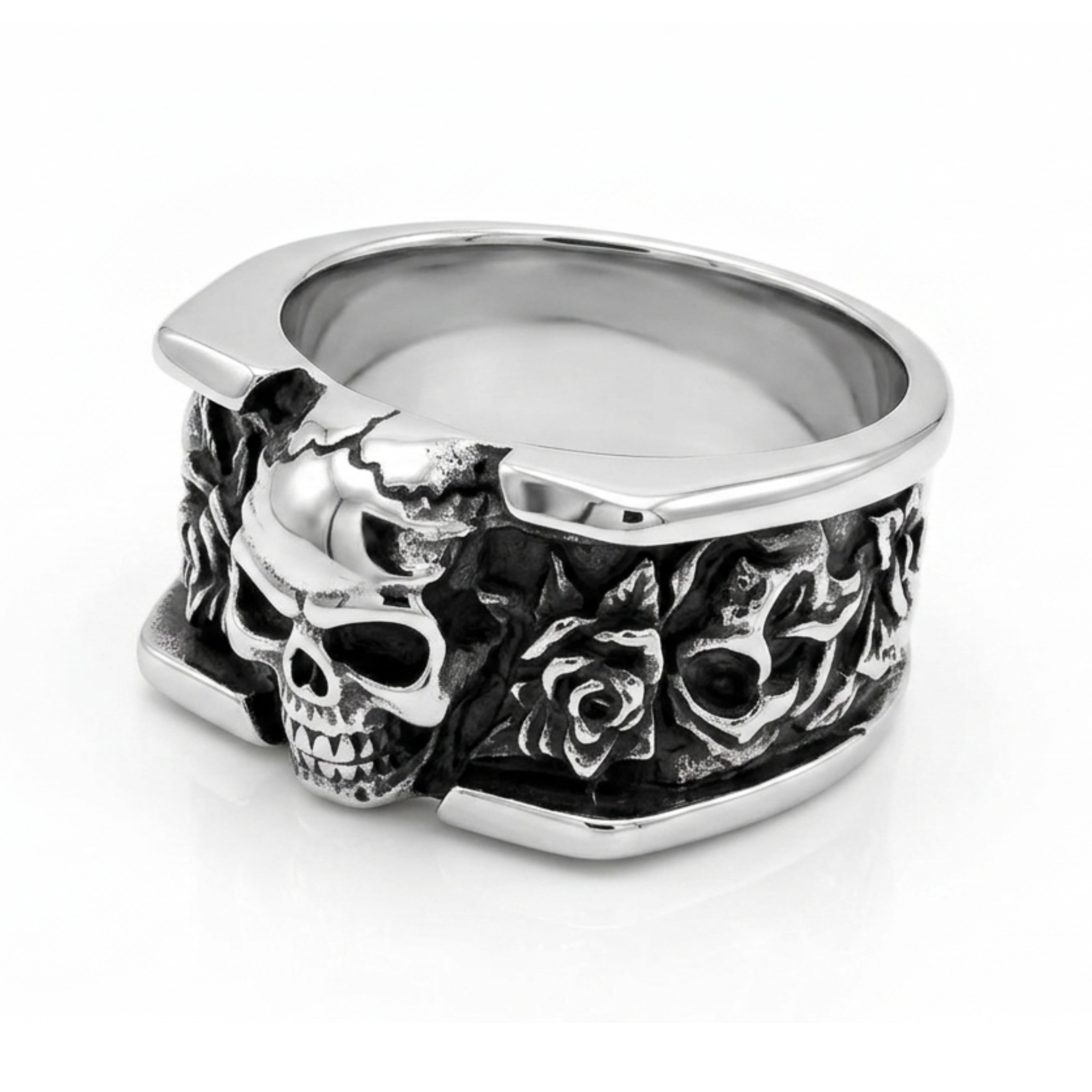 Gothic Skull Stainless Steel Statement Ring for Men