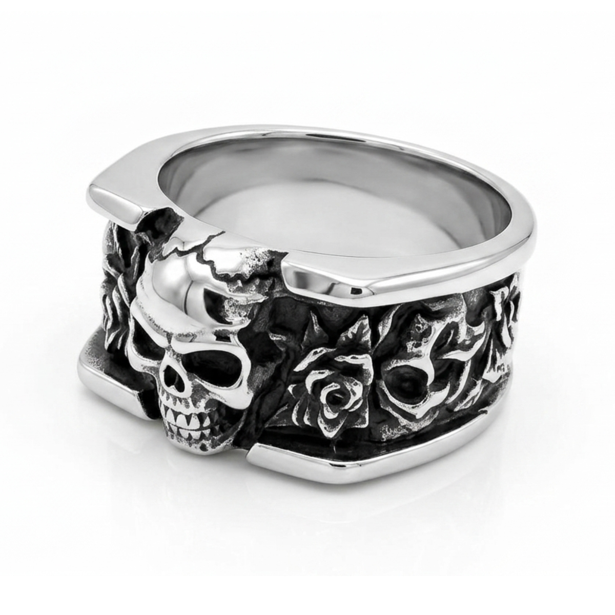Gothic Skull Stainless Steel Statement Ring for Men