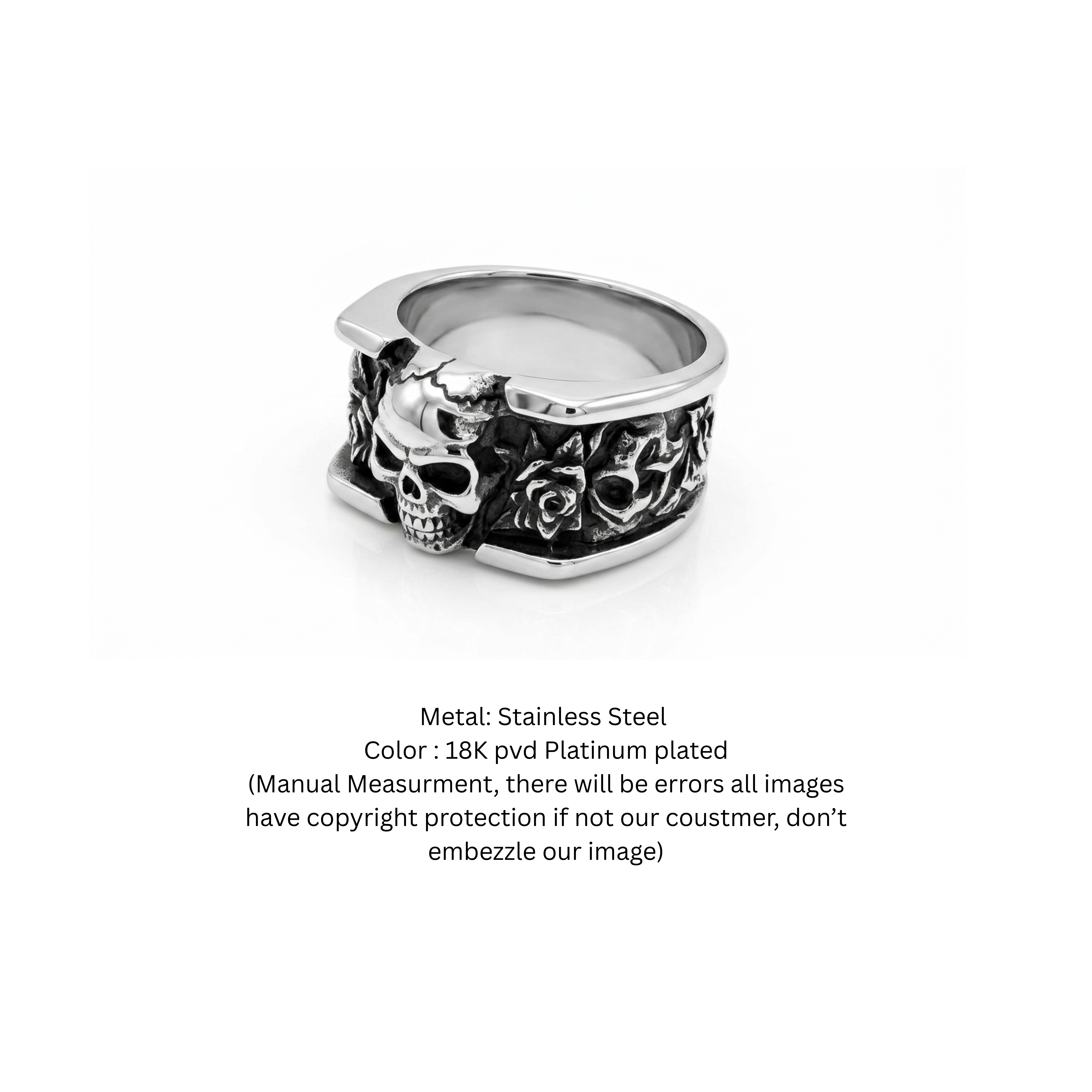 Gothic Skull Stainless Steel Statement Ring for Men