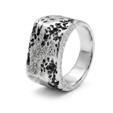 Distressed Oxidized Silver Wide Band Ring