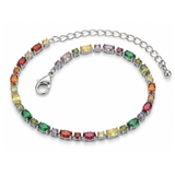 Rainbow Cascade Multicolor Gemstone Sterling Silver Tennis Bracelet