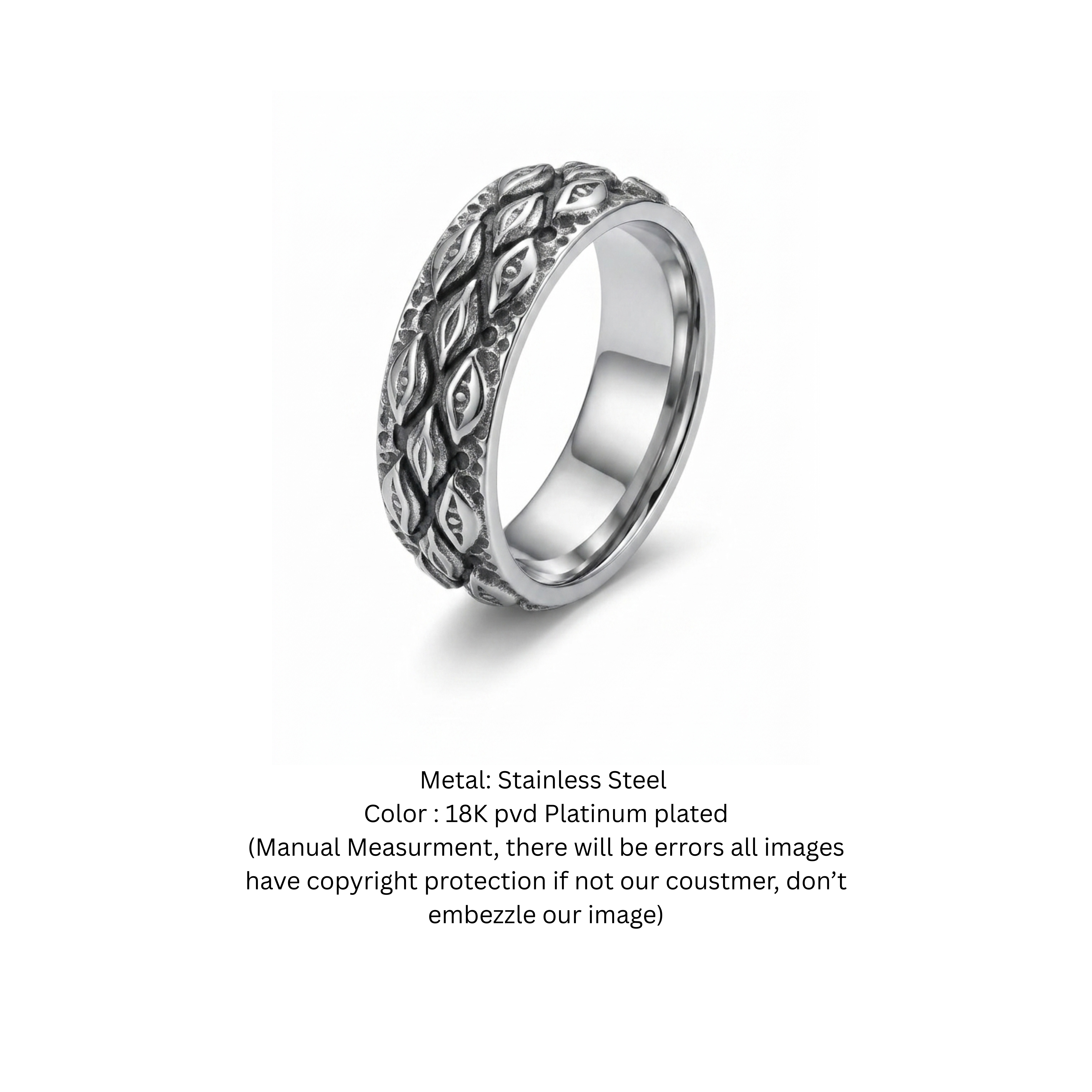 Vortex of Eyes Antique Silver Band