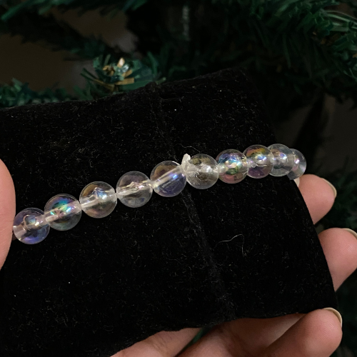 Divine Grace Pearl & Aura Quartz Guru Bracelet – Handcrafted Spiritual Devotional Mala