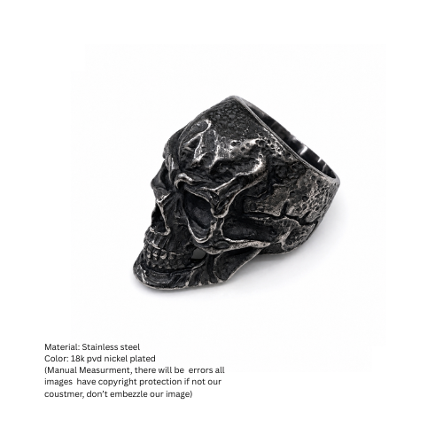 Rebellious Textured Skull Statement Ring