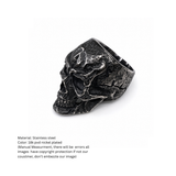 Rebellious Textured Skull Statement Ring