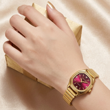 AILAER Vintage Crimson Gold-Toned Wristwatch