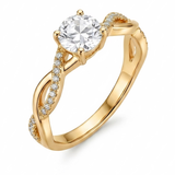 Gold Plated Round-Cut Diamond Twisted Infinity Engagement Ring