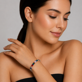 Multi-Color Baguette Cut Crystal Tennis Bracelet in Silver Finish