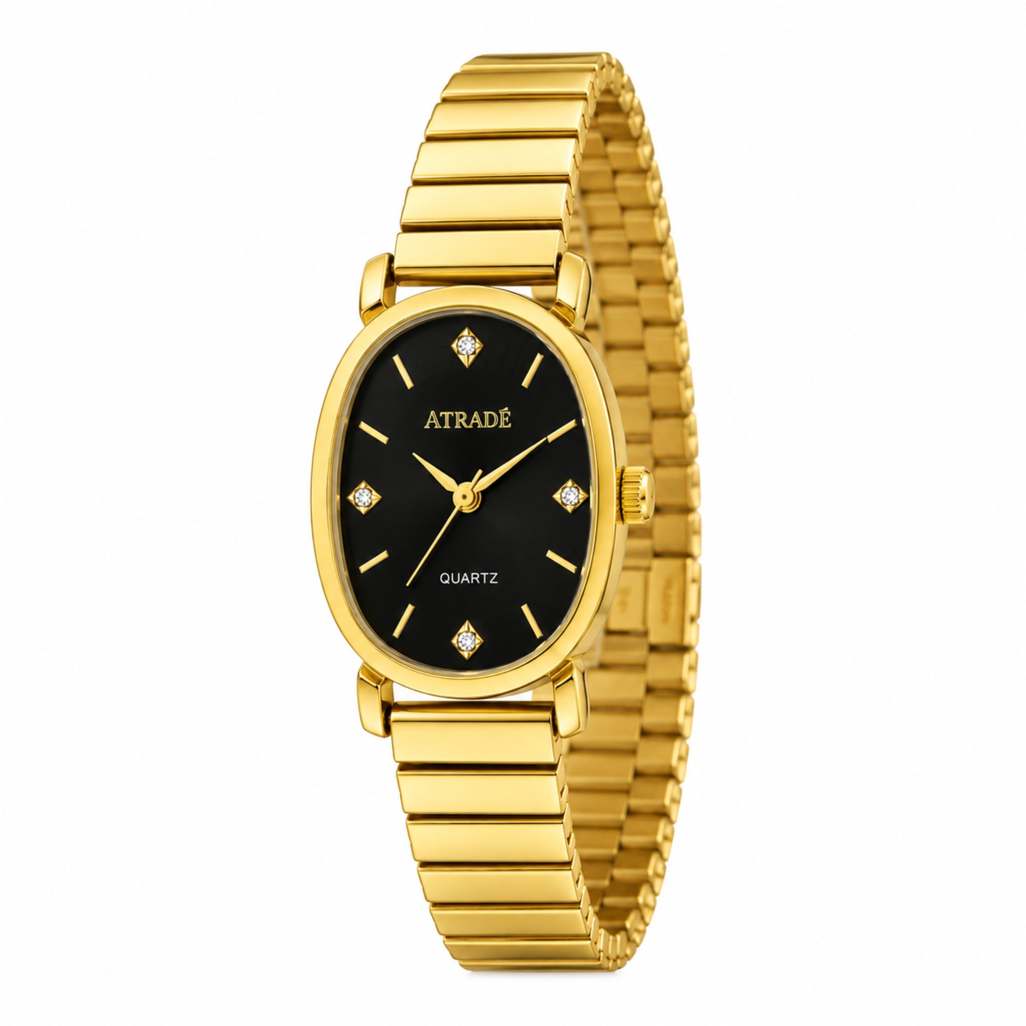 ATRADE Oval Gold-Tone Quartz Watch