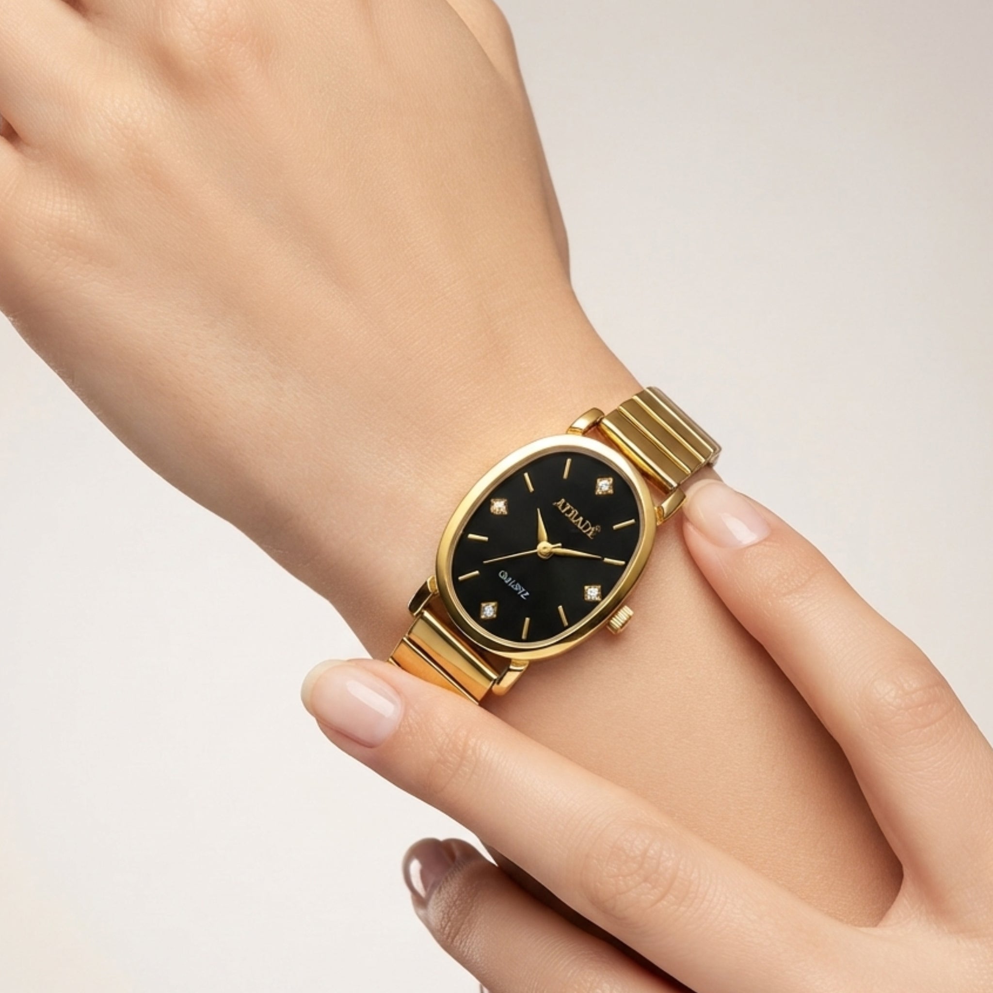 ATRADE Oval Gold-Tone Quartz Watch