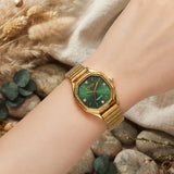 Atraer Luxury Emerald Green Dial Gold-Toned Stainless Steel Watch for Women