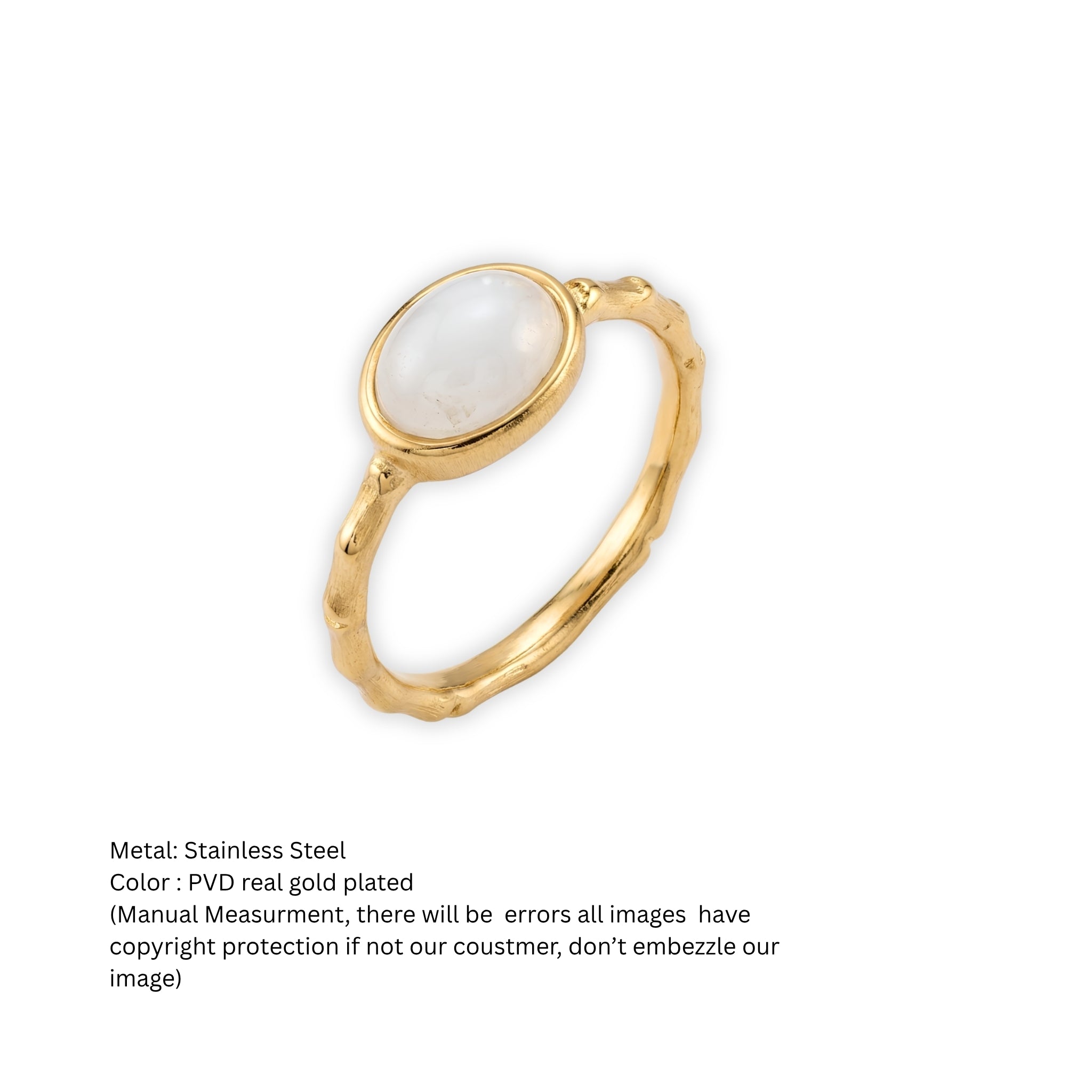 Interstellar Celestial Glow Oval Moonstone Ring