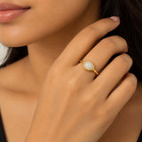 Interstellar Celestial Glow Oval Moonstone Ring