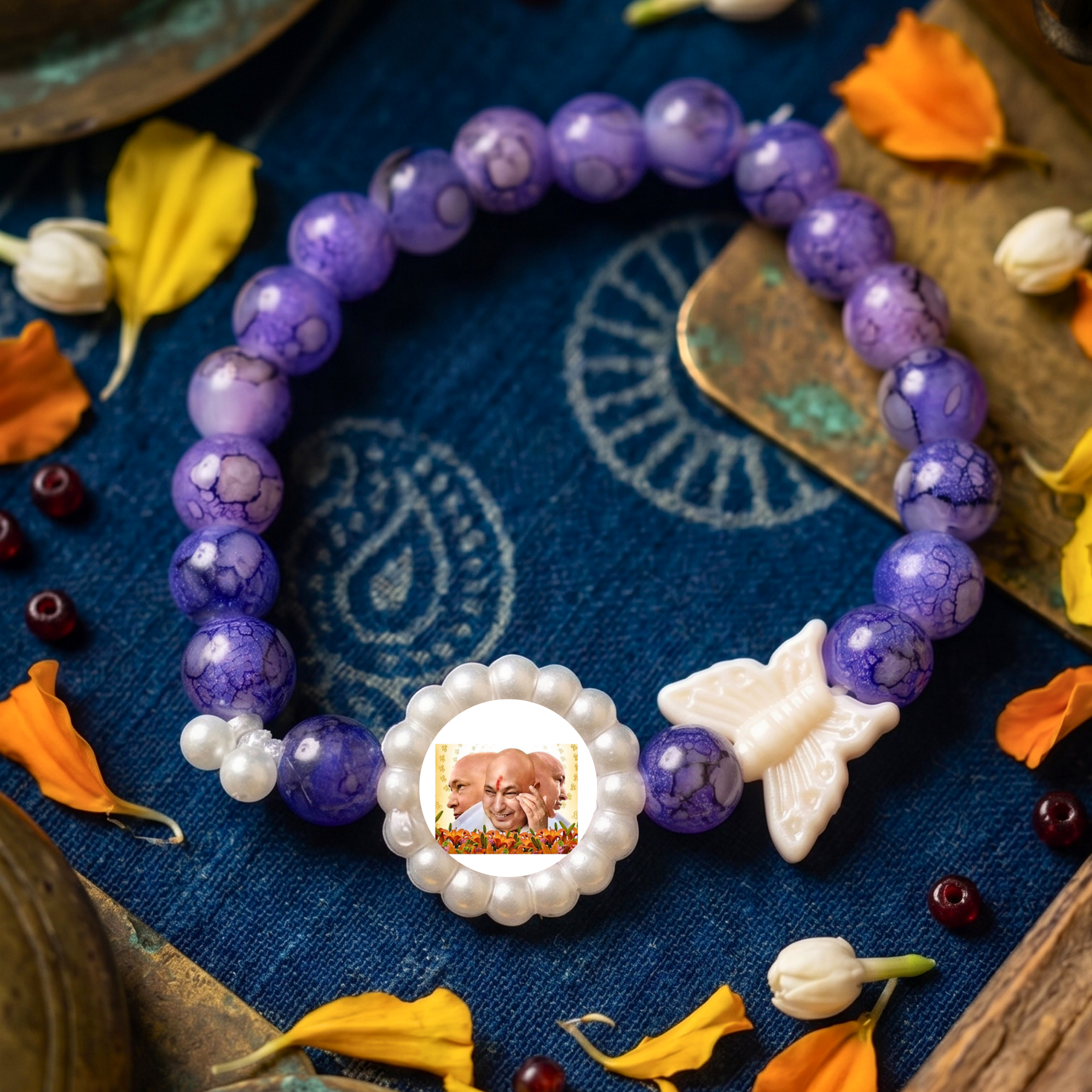 Spiritual Elegance Purple Agate Devotional Bead Bracelet