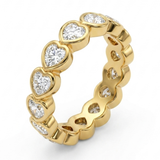 18K Gold Bezel-Set Heart Cut Diamond Eternity Ring