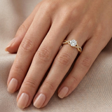 Gold Plated Round-Cut Diamond Twisted Infinity Engagement Ring