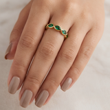 18k Gold Plated Marquise Emerald Eternity Ring