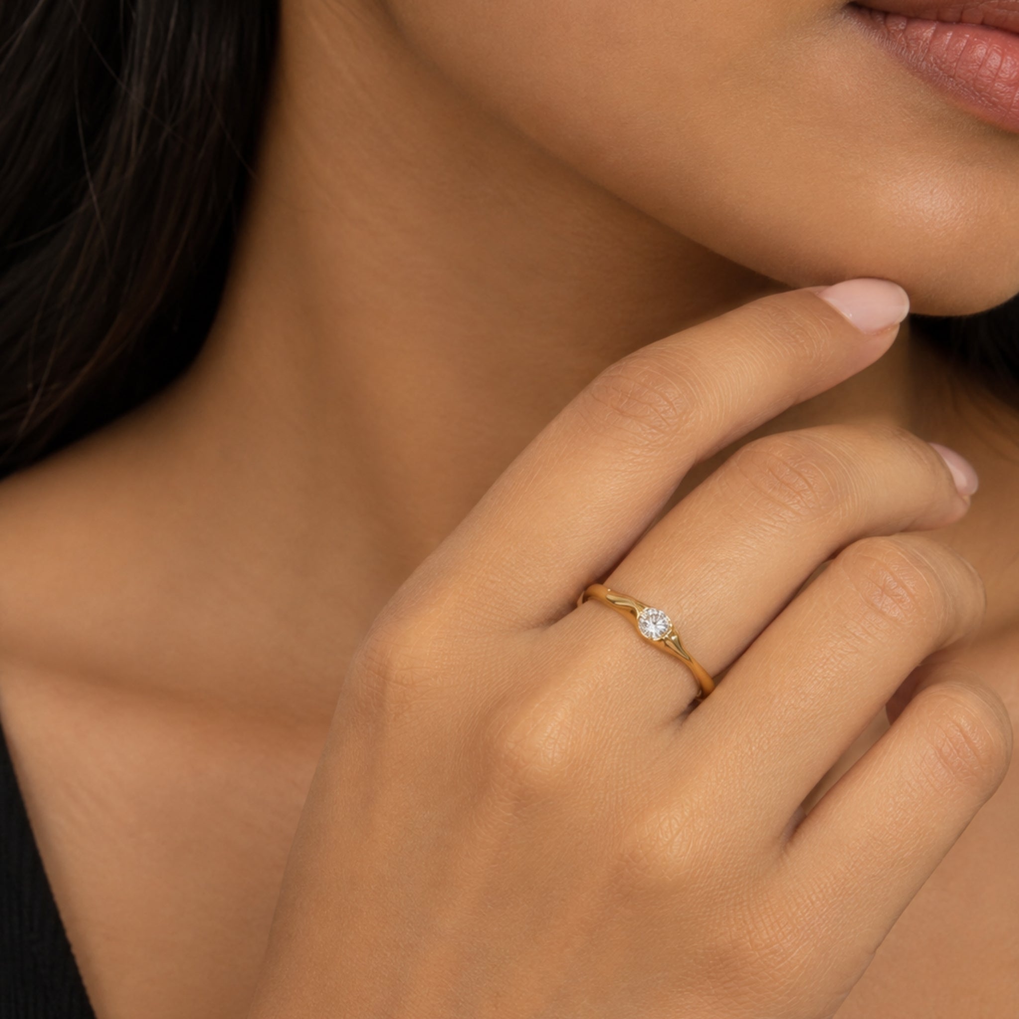 Solstice Hammered Solitaire Ring