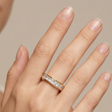 Baguette Cut Cubic Zirconia Half-Eternity Band in 18K Gold Finish