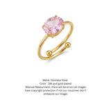 18K Gold Oval Pink Sapphire Adjustable Solitaire Ring