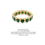 18K Gold-Plated Emerald Heart Eternity Band Ring