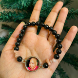 Divine Grace Black Tourmaline & Rose Quartz Guru Bracelet – Handcrafted Spiritual Devotional Mala