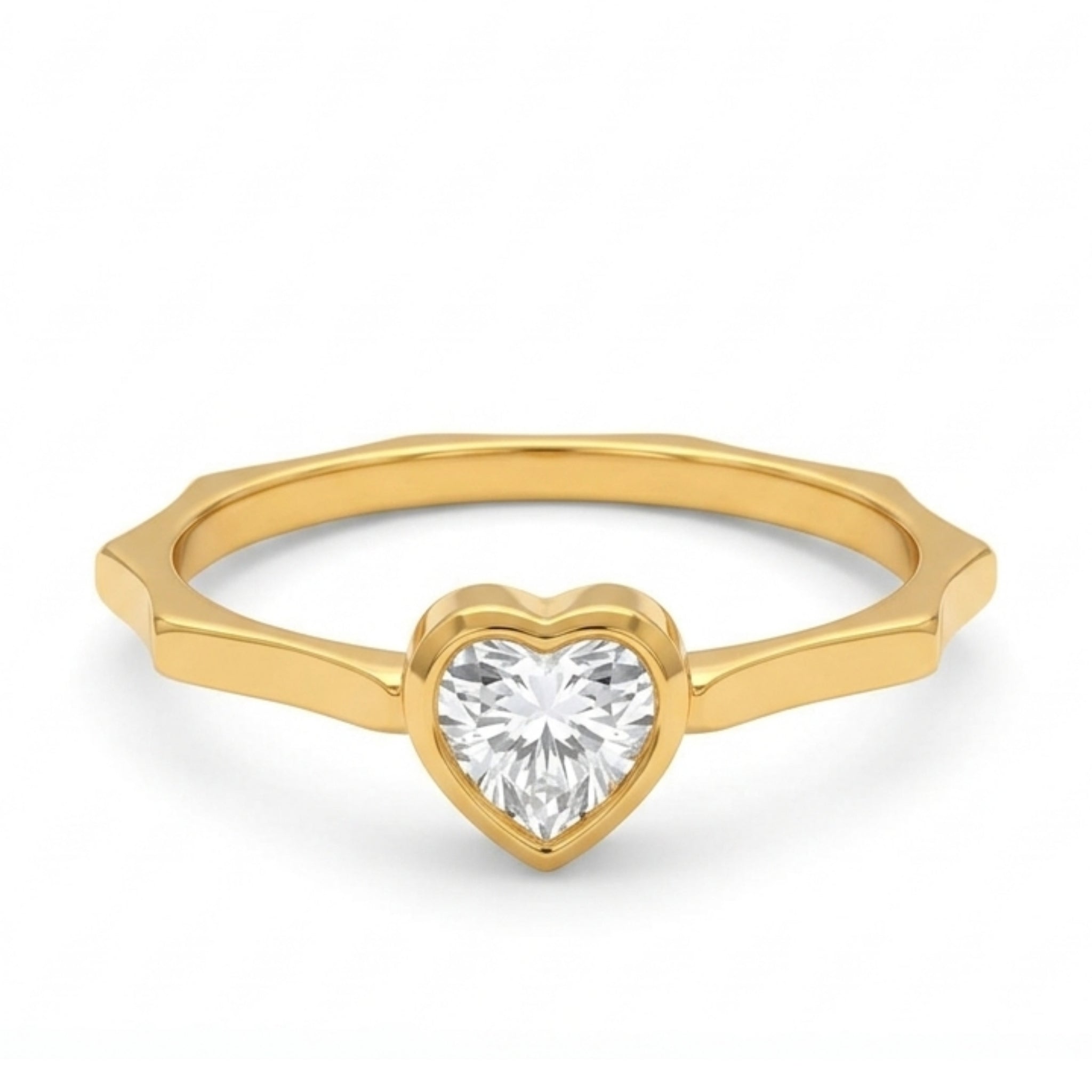 Amour Faceted Bezel Heart Ring