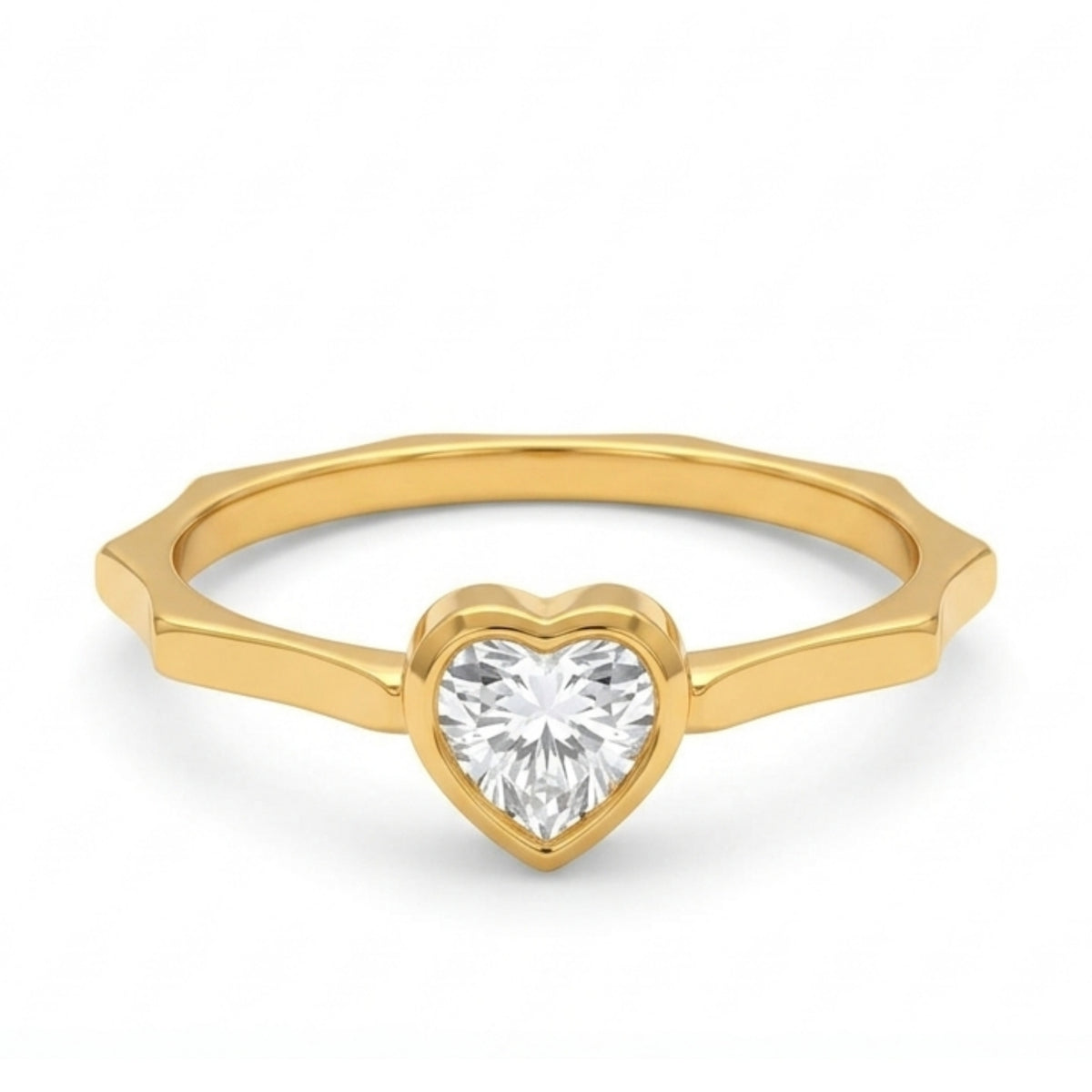 Amour Faceted Bezel Heart Ring