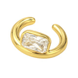 Gold Bezel-Set Emerald Cut Solitaire Ear Cuff