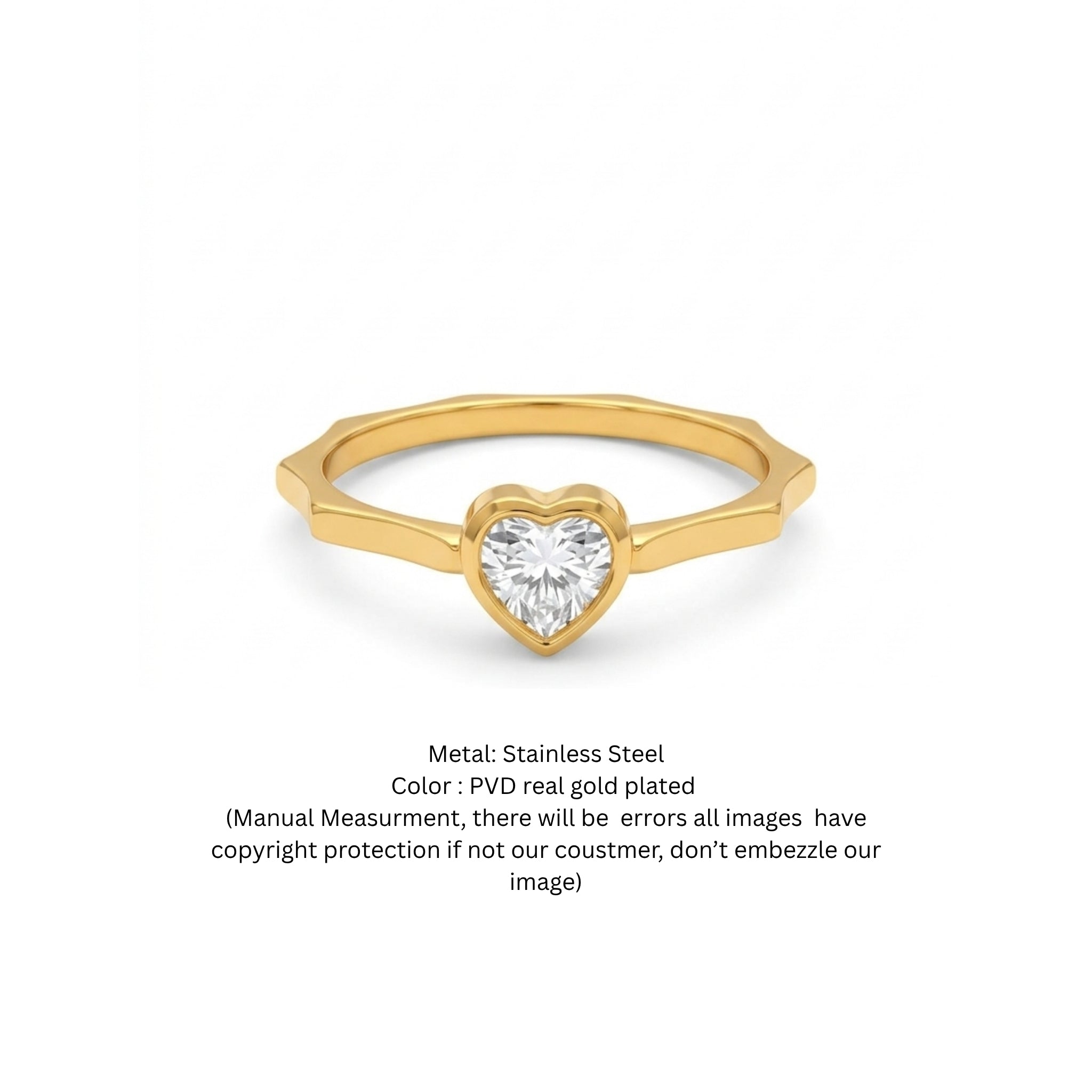 Amour Faceted Bezel Heart Ring