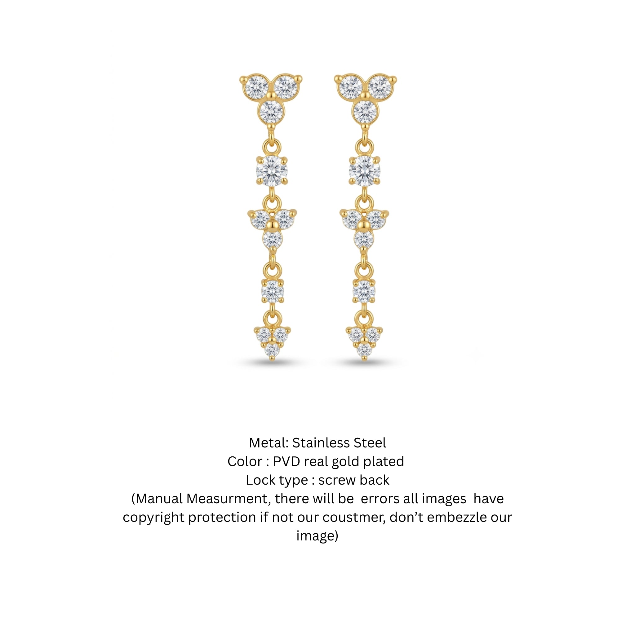 18K Gold PVD Plated Floral & Geometric Drop Dangle Earrings
