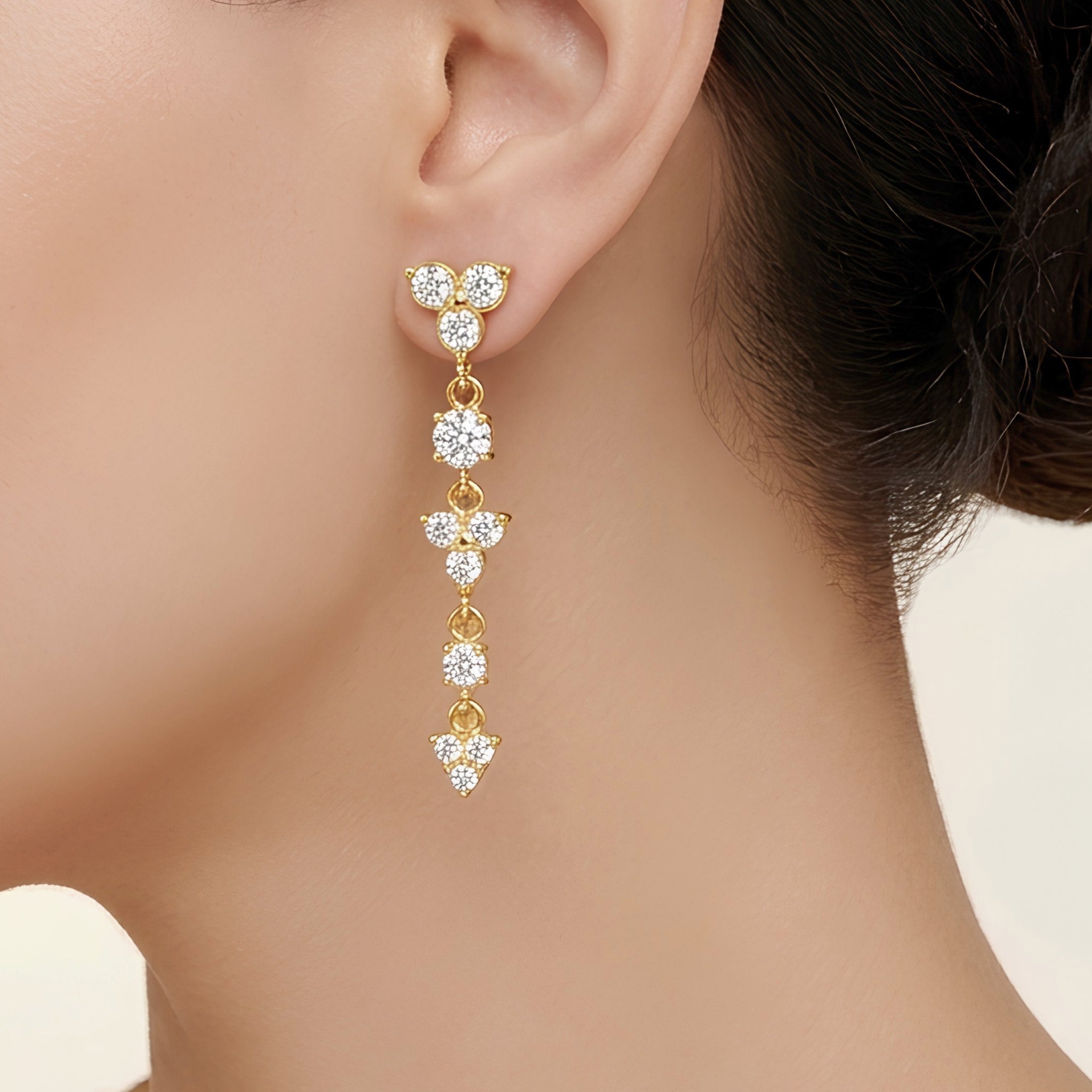 18K Gold PVD Plated Floral & Geometric Drop Dangle Earrings