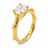 Bamboo Branch Oval Solitaire Ring