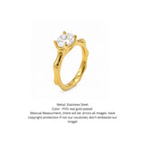 Bamboo Branch Oval Solitaire Ring
