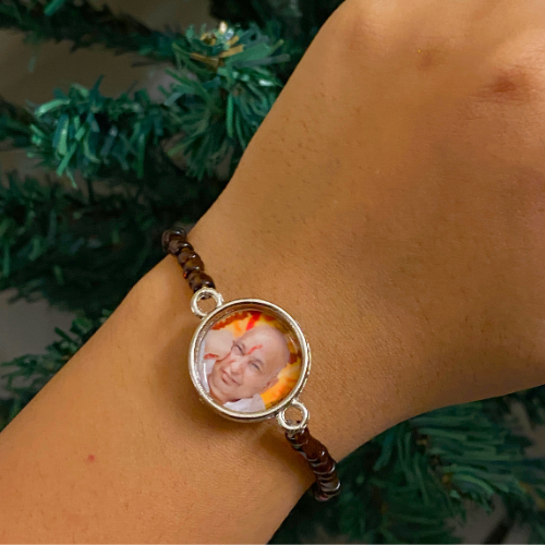 Sacred Heritage Brown Amber Glass Bead Guru Bracelet – Handcrafted Devotional Spiritual Mala