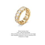 18k Yellow Gold Bezel-Set Emerald Cut Cubic Zirconia Eternity Ring