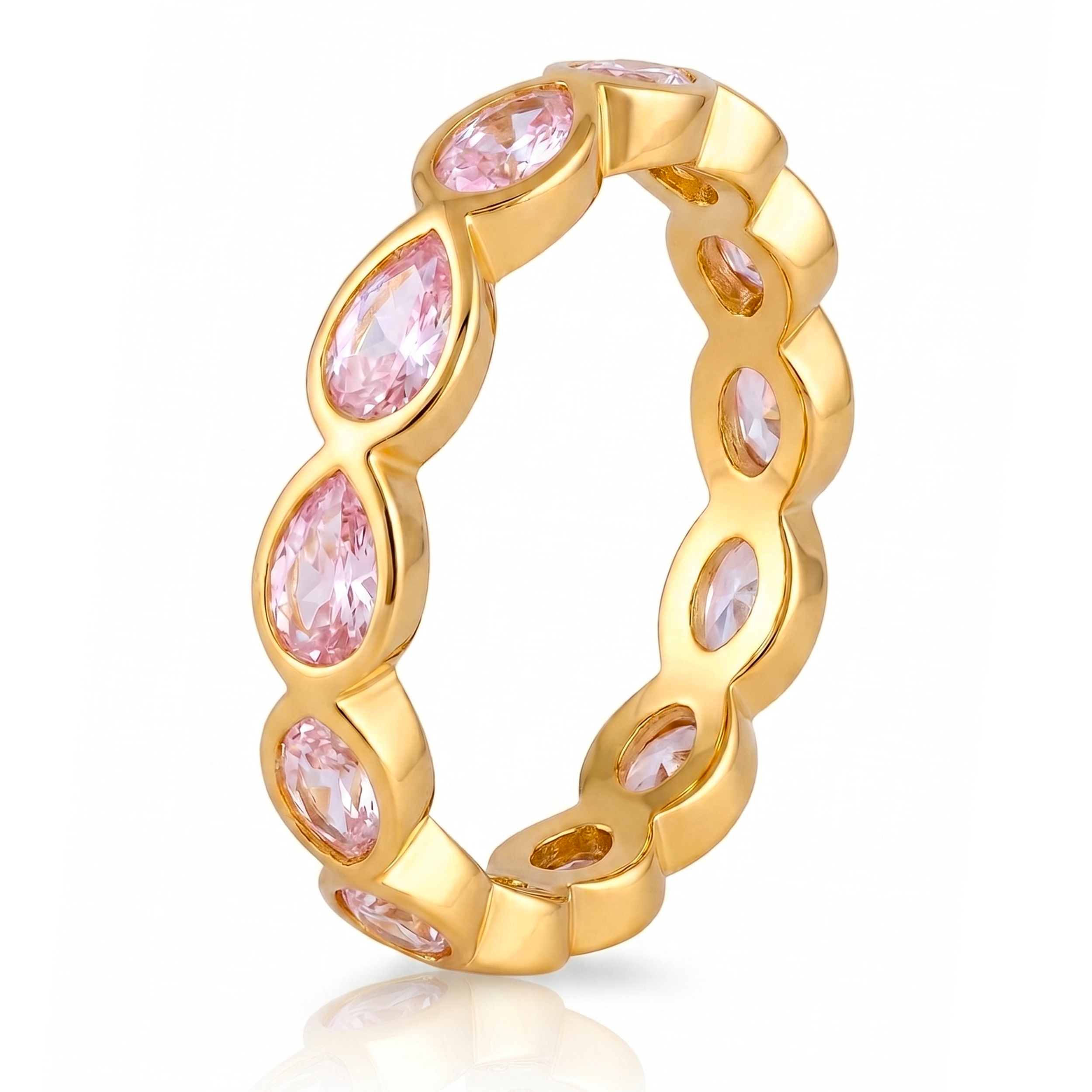 18K Gold Plated Pink Marquise Eternity Ring