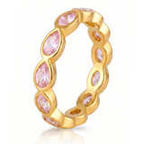18K Gold Plated Pink Marquise Eternity Ring