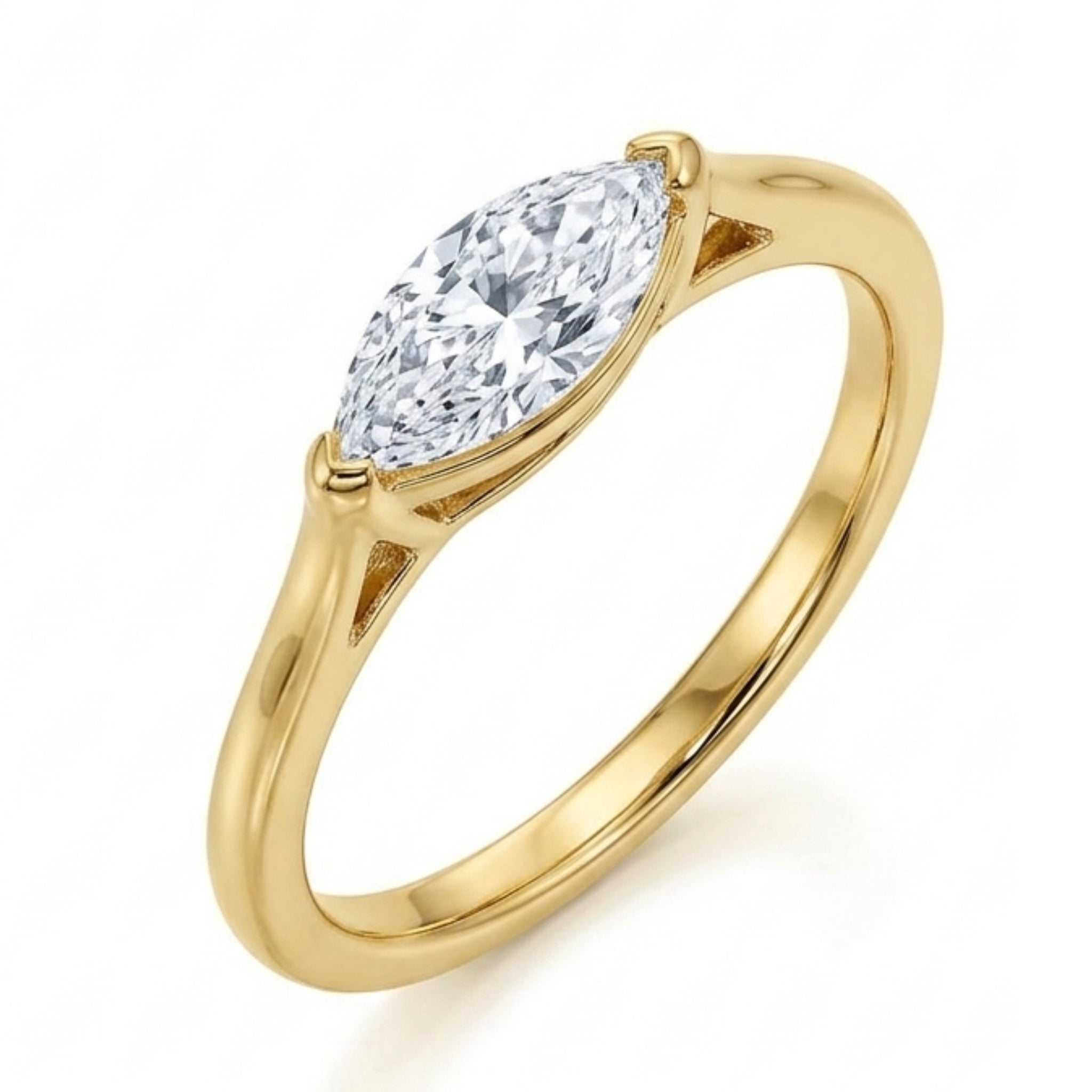East-West Marquise Solitaire Ring