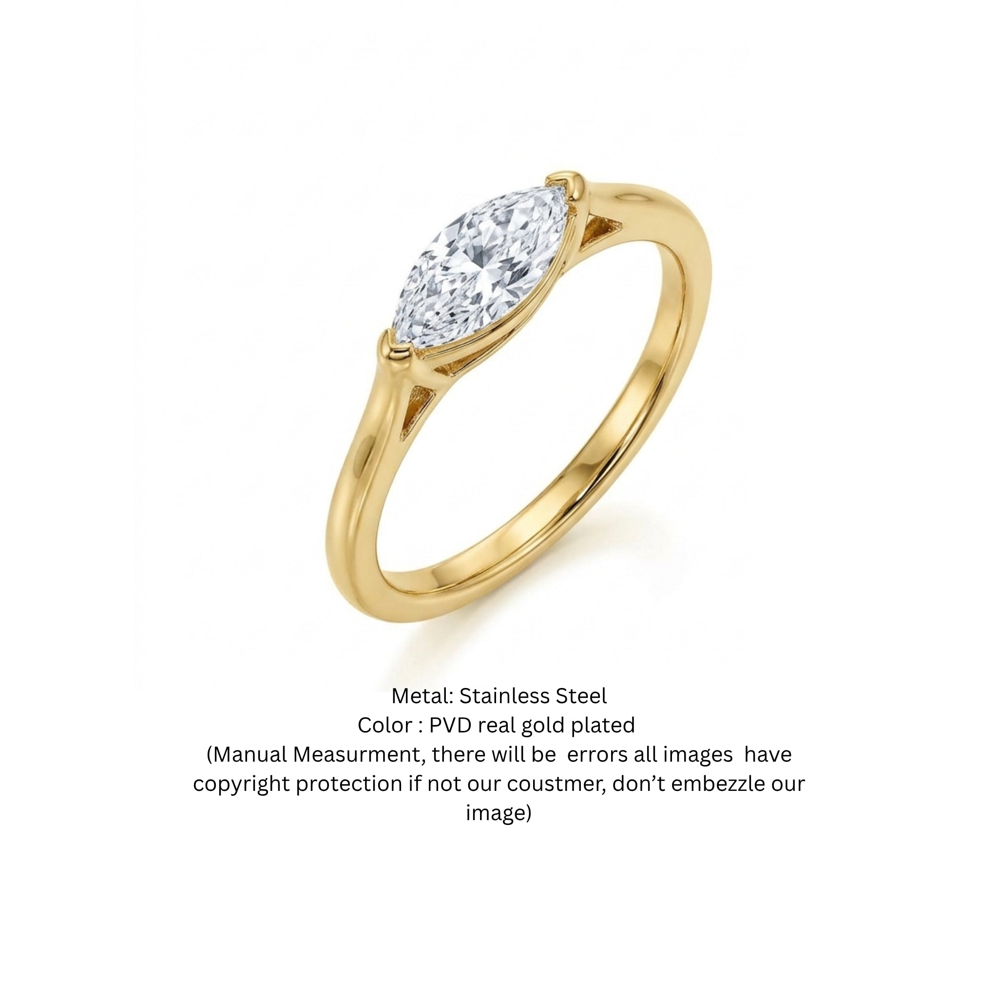 East-West Marquise Solitaire Ring