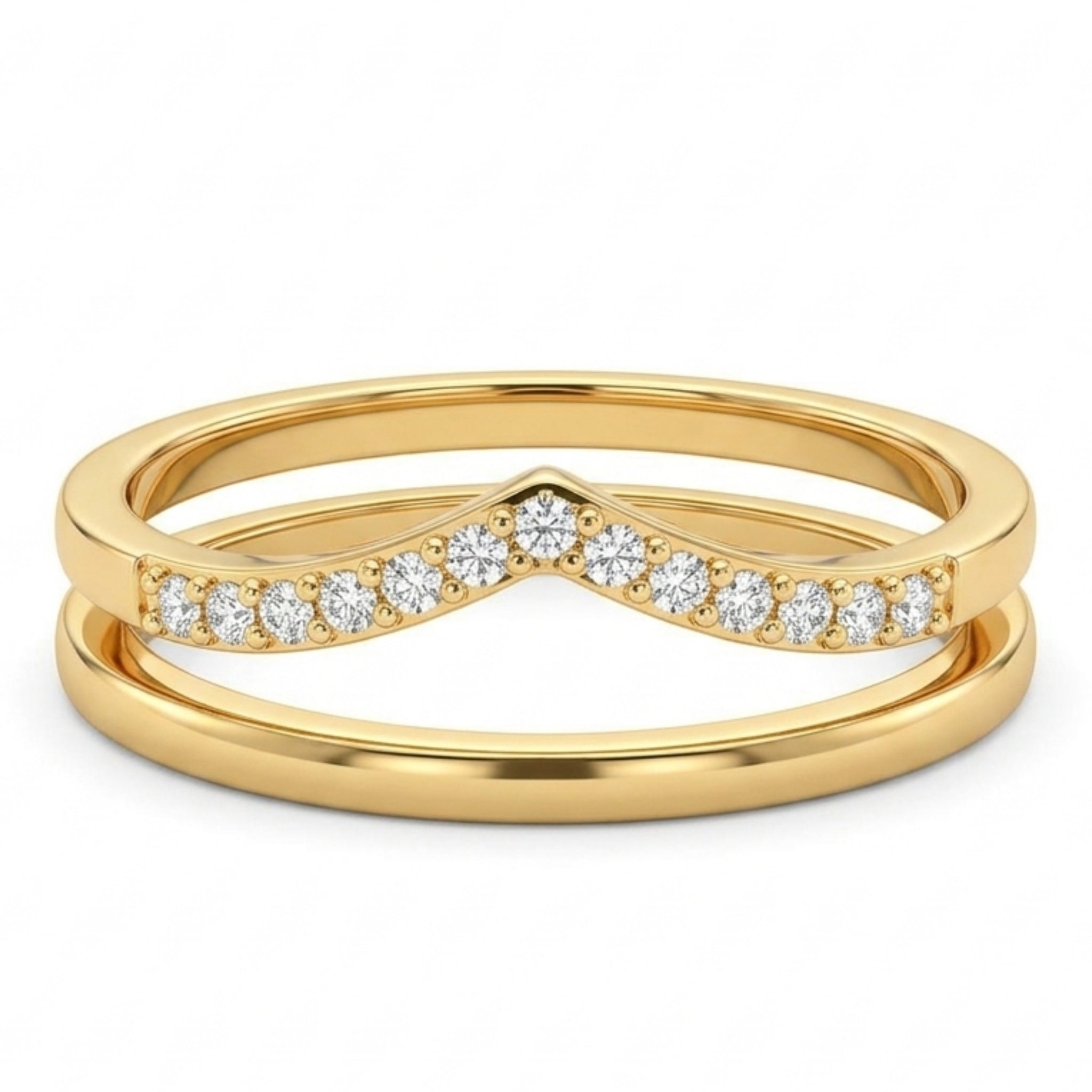 Chevron Double-Band Stack Ring Set